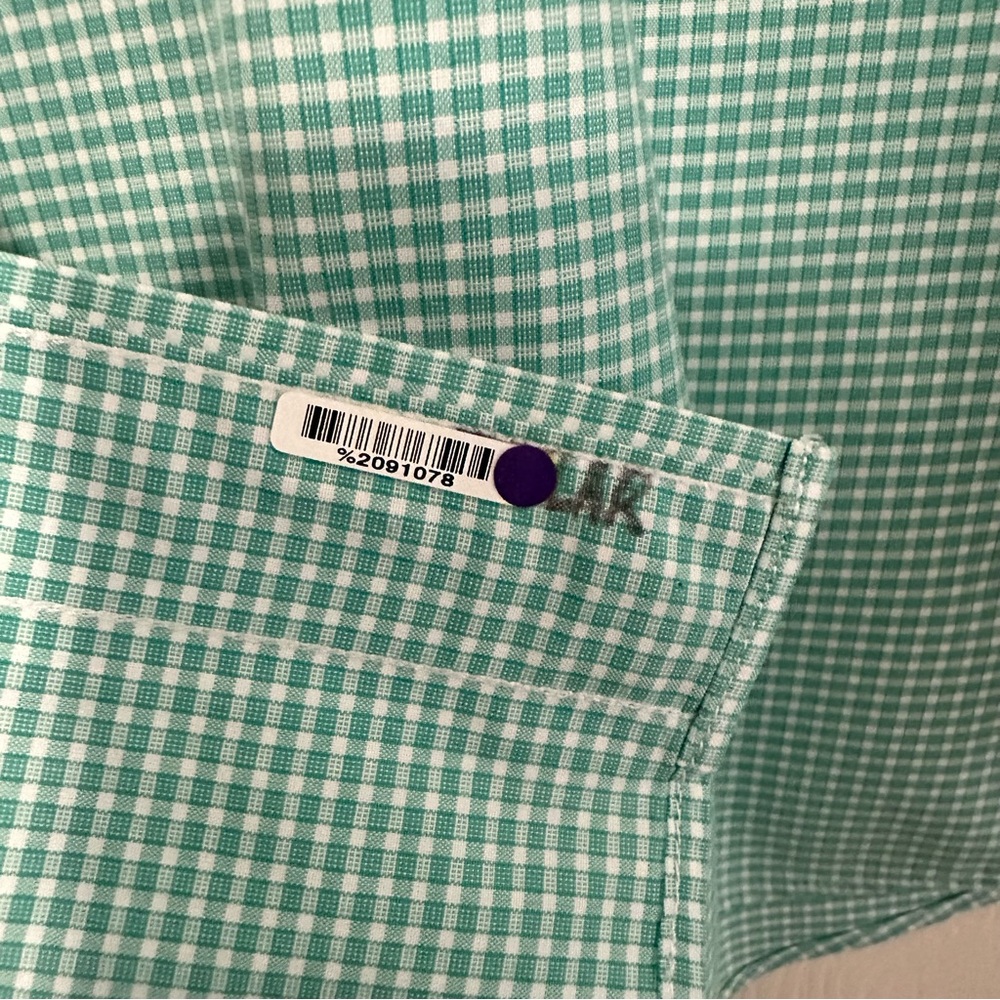Jos. A. Bank Traveler’s Collection Plaid Button Down Shirt Green Size Large EUC - Picture 4 of 4